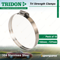 Tridon Tri Strength Hose Clamps 102mm - 127mm 304 Stainless Pack of 10