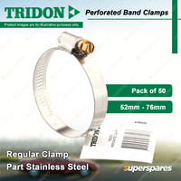 Tridon Perforated Band Regular Hose Clamps 52mm - 76mm Part Stainless 20 Pack