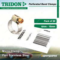 Tridon Perforated Band Micro Hose Clamps 6mm - 16mm Part Stainless Pack of 50