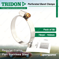 Tridon Perforated Band Regular Hose Clamps 78mm - 102mm Part Stainless 20 Pack