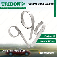 Tridon Preform Band Hose Clamps 19mm x 203mm All Stainless Pack of 10