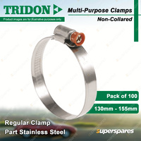 Tridon Multi-Purpose Regular Clamps 130-155mm Non-Collared Part Stainless 100pcs