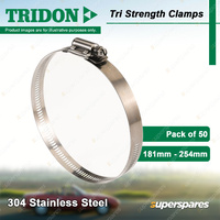 Tridon Tri Strength Hose Clamps 181mm - 254mm 304 Stainless Steel 50pcs