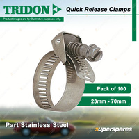 Tridon Quick Release Hose Clamps 23mm - 70mm Part Stainless 100pcs