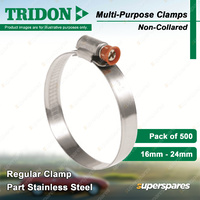 Tridon Multi-Purpose Regular Clamps 16mm-24mm Non-Collared Part Stainless 500pcs