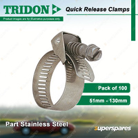 Tridon Quick Release Hose Clamps 51mm - 130mm Part Stainless 100pcs