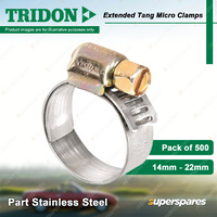 Tridon Extended Tang Micro Hose Clamps 14mm - 22mm Part Stainless 500pcs