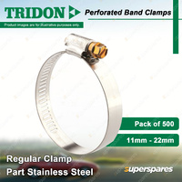 Tridon Perforated Band Regular Hose Clamps 11mm - 22mm Part Stainless 500pcs