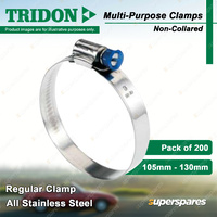 Tridon Multi-Purpose Regular Hose Clamps 105mm - 130mm Non-Collared 200pcs