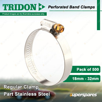 Tridon Perforated Band Regular Hose Clamps 18mm - 32mm Part Stainless 500pcs