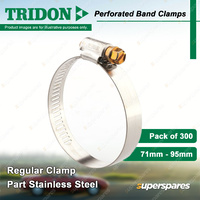 Tridon Perforated Band Regular Hose Clamps 71mm - 95mm Part Stainless 300pcs