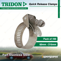 Tridon Quick Release Hose Clamps 60mm - 215mm Part Stainless 100pcs