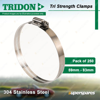 Tridon Tri Strength Hose Clamps 59mm - 83mm 304 Stainless Steel 250pcs