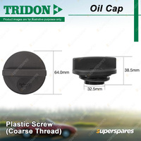 Tridon Oil Cap - Plastic Screw 32.5mm for Hyundai Getz TB 1.3L 4cyl FWD Petrol