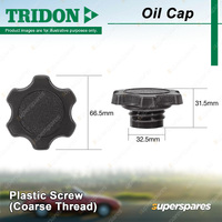 Tridon Oil Cap - Plastic Screw Coarse Thread 32.5mm for Nissan Pulsar N14 1.6L