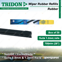 Tridon 700mm 28" Rubber Rail Wiper Blade Refills Suit 1.2mm rails - Box of 20