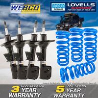 Front Rear Webco Shock Absorbers Lovells Raised Springs for Mazda 323 BF10 85-89