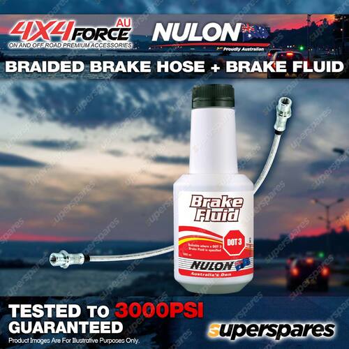 Front Braided Brake Hose + Nulon Fluid for Toyota Landcruiser HZJ70 HZJ73 HZJ75