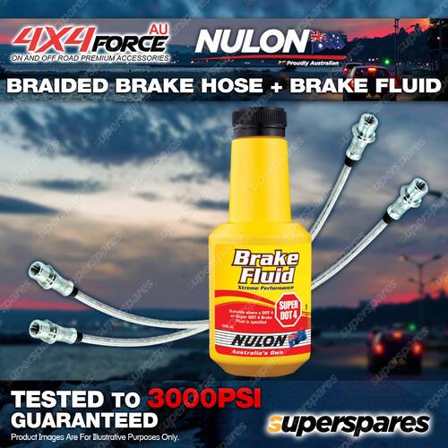 2 Rear Braided LH+RH Brake Hoses + Nulon Fluid for Mazda BT50 UR 2.2 3.2L Diesel