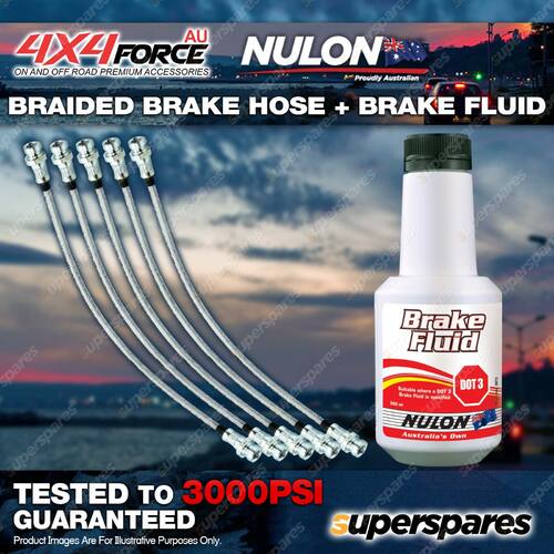 5 F+R Braided Brake Hoses BF3 Fluid for Toyota Landcruiser Prado KZJ RZJ 90 95