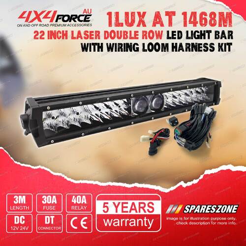 4X4FORCE 22 Inch Double Row Laser Osram LED Light Bar & Wiring Loom Harness Kit