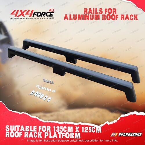 Pair 4X4FORCE Rails with Nuts and Bolts for 135x125cm Roof Rack Flat Platform