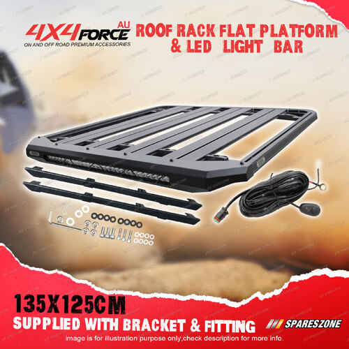 135x125cm Roof Rack Flat Platform with LED Light Bar for Mazda BT-50 Dual Cab