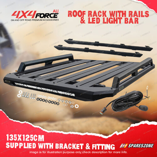 135x125cm Roof Rack Flat Platform & Light Bar & Rail for Toyota Hilux Vigo 05-On