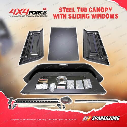 4X4FORCE Steel Tub Canopy with Sliding Windows for Ford Ranger PX T6 T7 T8 11-18