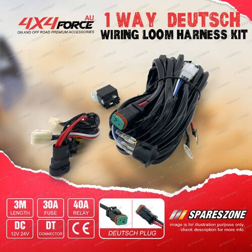 3-Meter 1-Way Deutsch Wiring Loom Harness Kit With Toggle ON/OFF Switch Fuse 30A