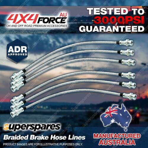 6 Front + Rear Braided Brake Hoses Line for Toyota Landcruiser FZJ80 Without ABS