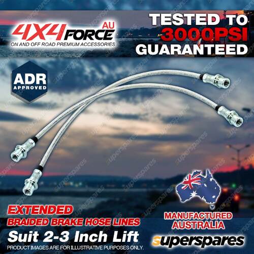 2 Front Braided Extended Brake Hoses Lines for Toyota Hilux KZN165 LN167 LN172