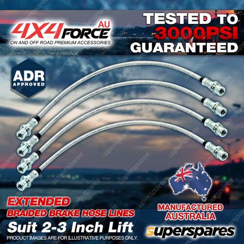 4x F+R Braided Extended Brake Hoses for Mitsubishi Pajero NS NT NW NX 2-3" Lift