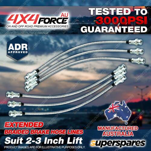 6x F + R Braided Brake Hoses Lines for Nissan Patrol GQ - GU 96-97 2"-3" Lift