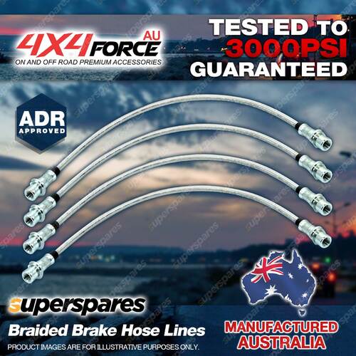 4x Front + Rear Braided Brake Hoses Lines for Toyota Hilux KUN26 04-on With VSC