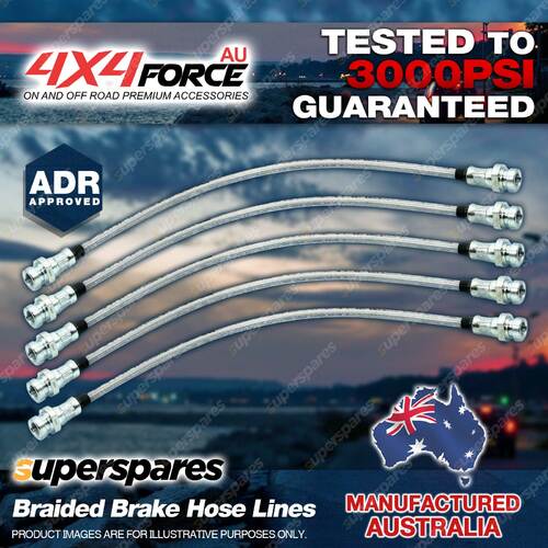 5x Front +Rear Braided Brake Hoses Lines for Toyota Landcruiser HZJ105 ABS 98-on