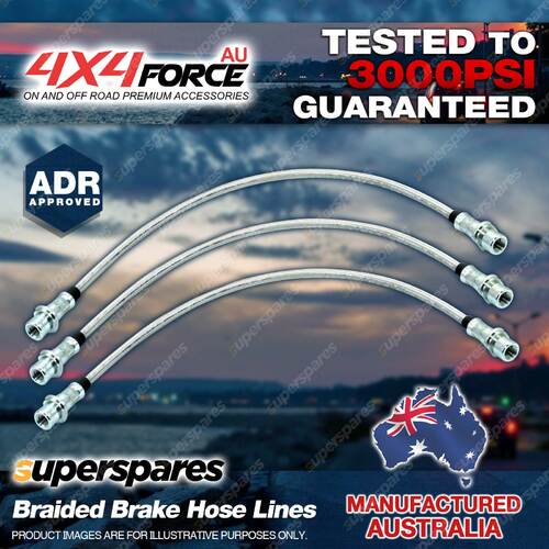 3x Front + Rear Braided Brake Hoses Lines for Toyota Landcruiser LJ70 RJ70 90-93