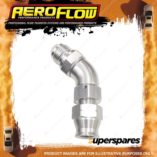 Aeroflow 45 Degree Tube To Male Adapter Hardline Fittings Silver 1/4" to -4 AN