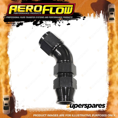 Aeroflow 45 Degree Tube To Female Adapter Hardline Fittings Black 1/4" to -4 AN