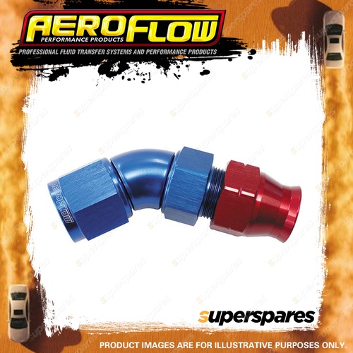 Aeroflow 45 Deg Tube To Female Adapter Hardline Fittings Blue/Red 1/2" to -8 AN