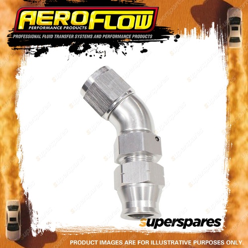 Aeroflow 45 Deg Tube To Female Adapter Hardline Fittings Silver 5/8" to -10 AN