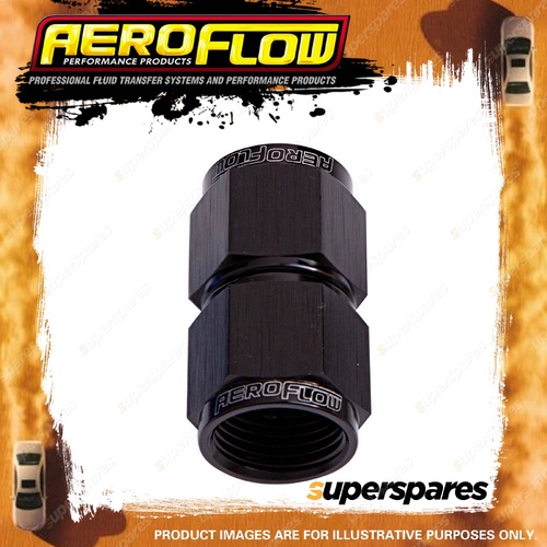 Aeroflow Straight Female Coupler Pipe Fitting Black Finish - 4 AN