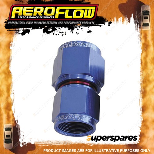 Aeroflow Stepped Female Coupler Pipe Fitting Blue/Red Finish - 6 AN to - 8 AN