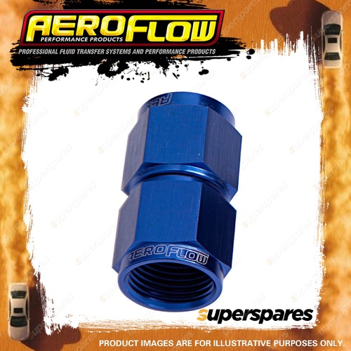 Aeroflow Straight Female Coupler Pipe Fitting Blue/Red Finish - 8 AN