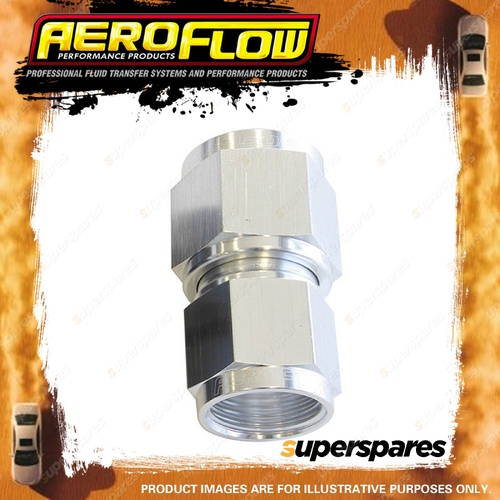 Aeroflow Stepped Female Coupler Pipe Fitting Silver Finish - 10 AN to - 12 AN