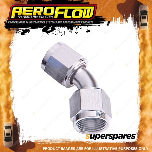 Aeroflow 45 Degree Female Coupler Pipe Fitting Silver Finish - 3 AN