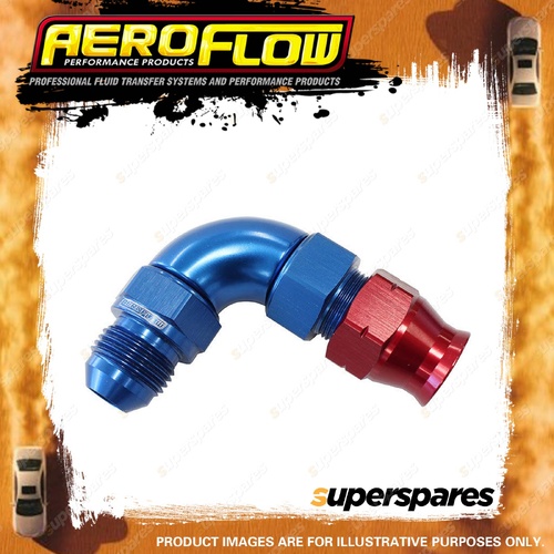 Aeroflow 90 Degree Tube To Male Adapter Pipe Fitting Blue/Red 1/4" to -4 AN