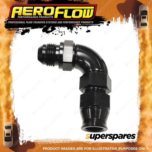 Aeroflow 90 Degree Tube To Male Adapter Pipe Fitting Black 1/4" to -4 AN