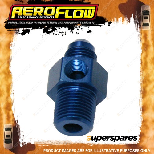 Aeroflow Male NPT Adapter To AN With 1/8" To -6 NPT Port Blue Finish