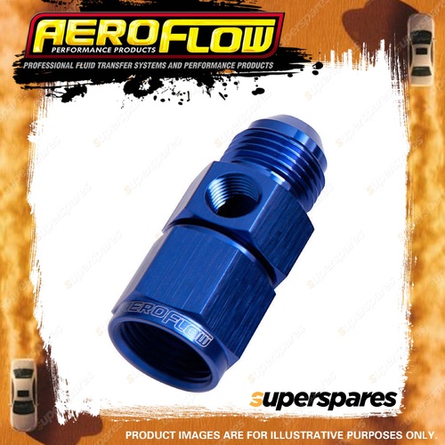 Aeroflow Female To Male With 1/8" NPT Adapter Port Blue Straight -10 AN